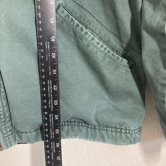 Billabong Barlow Jacket Mens Medium Green Hooded Canvas Zip Front Quilted Lined - Picture 10 of 16